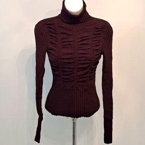 bebe Brown Rouched Sweater